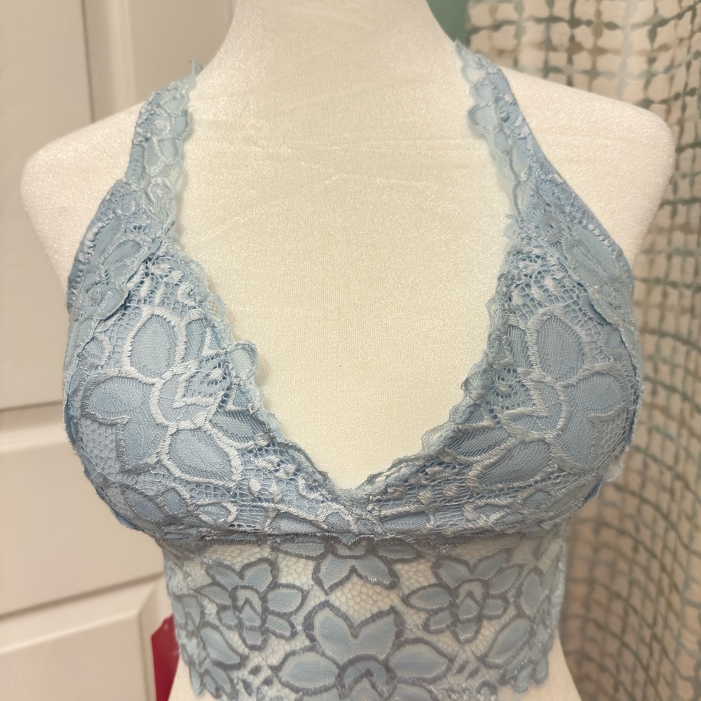 Elegant Lace Bralette in Light Blue